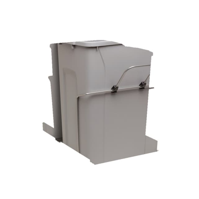 Knape and Vogt BSC 14-5/16" Frosted Nickel Bottom Mount Waste Pullout with 2-35 Quart Platinum Bins Soft-Close, SP-BSC15-2-35-P