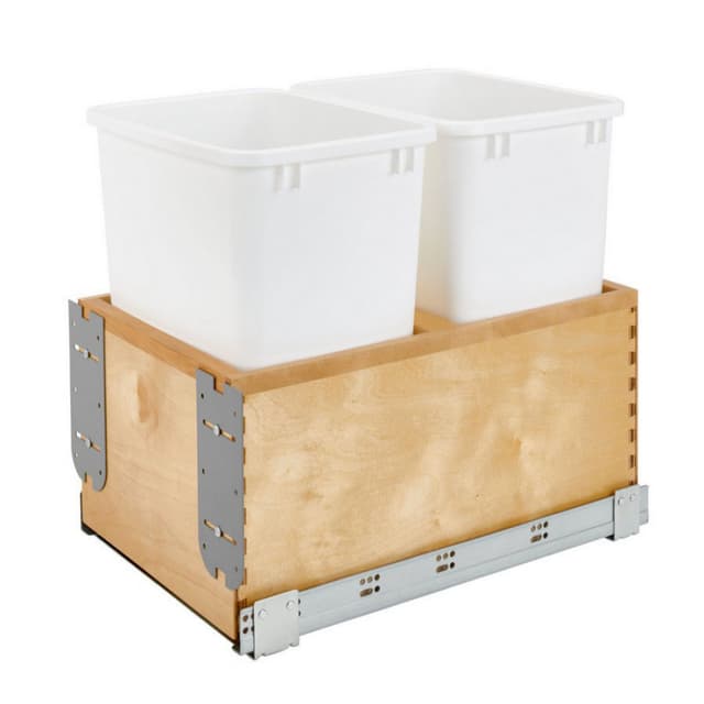 SZWWB Series Double Bin Bottom Mount Waste Container with Soft Close and Wood Carriage