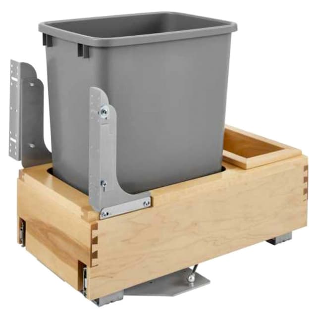 4WCBM Series Single Bin Bottom Mount Waste Containers for 15" Cabinet, Maple, Rev-A-Shelf