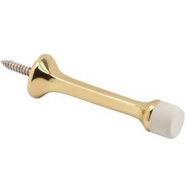 Door Stops, Screw-In Wall Stops, Aluminum Bright Brass, 4"
